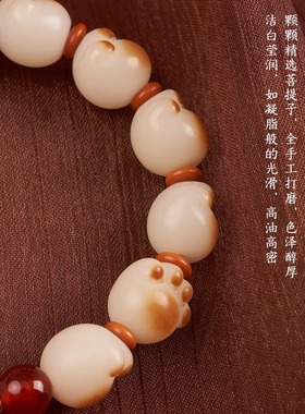 杭州灵隐炭烧猫爪猫咪菩提根手链女天然白玉菩提子绕指柔手持手串