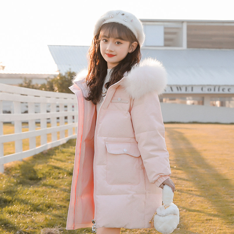 儿童羽绒服女童中长款中大童2025新款加厚三防面料冬季外套清仓,淘宝优惠券,粉丝福利购,淘宝优惠卷