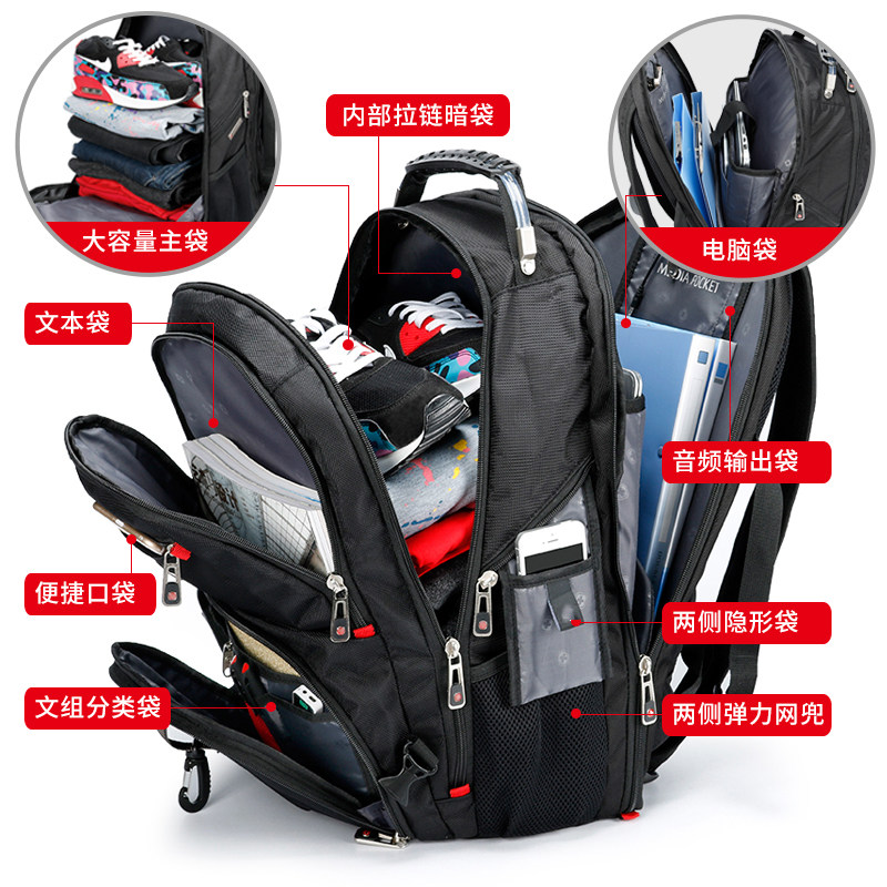 瑞士军士刀男电脑大容量防盗双肩包 瑞士军刀微旅箱包专柜双肩背包