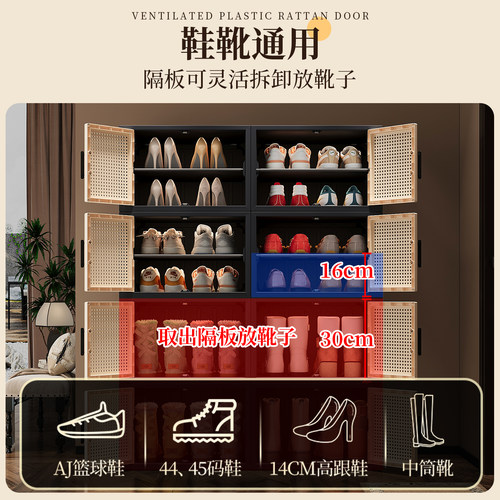 鞋柜收纳柜一体靠墙家用门口新款高级感多层大容量出租房用鞋架子 - 图3