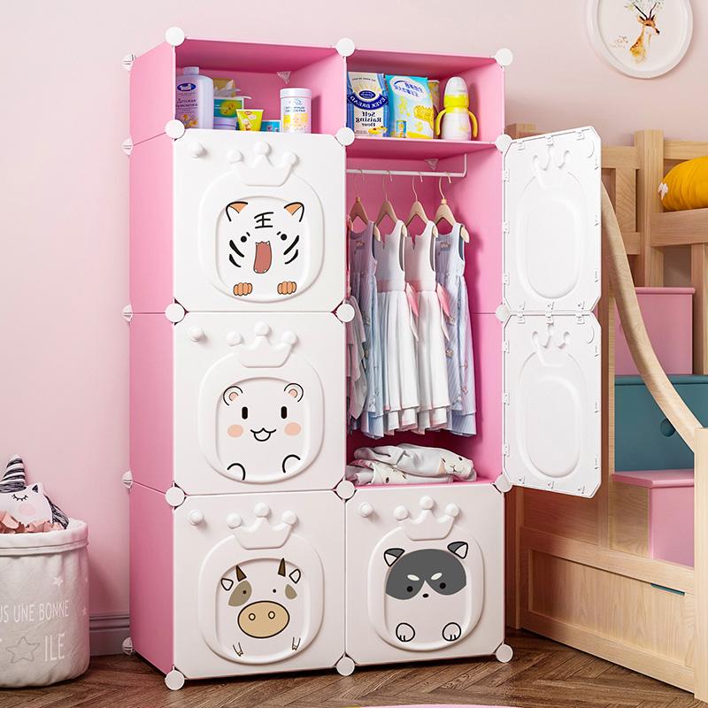 简易儿童衣柜家用卧室女孩宝宝婴儿小衣橱衣服收纳柜塑料储物柜子 - 图3