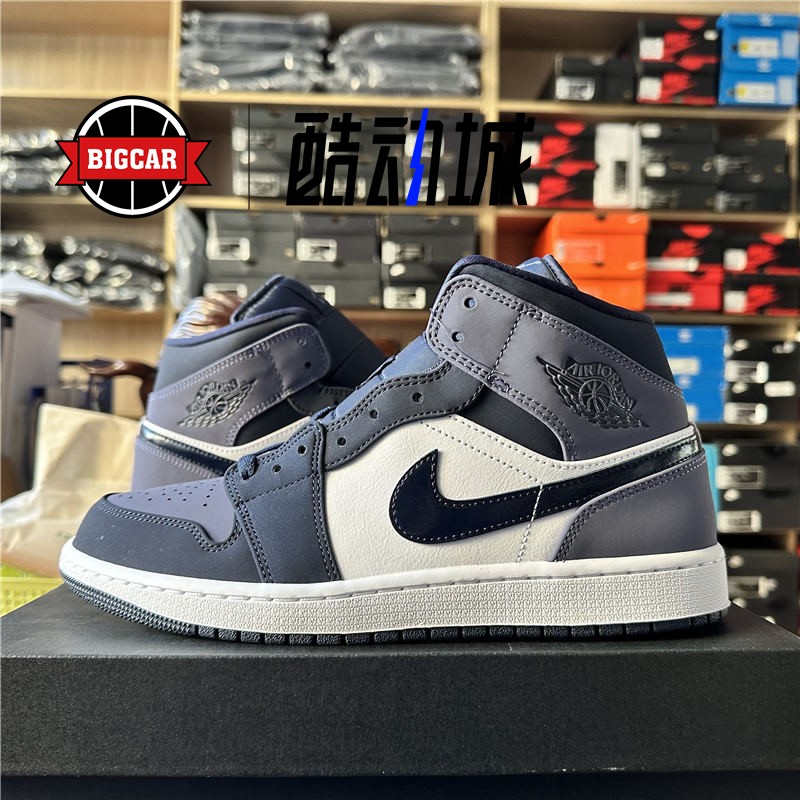 Air Jordan 1 Mid AJ1 黑紫脚趾 中帮复古篮球鞋 554724-445 - 图0