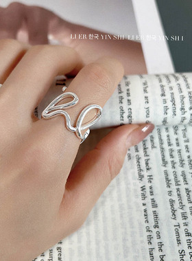s925纯银甜酷LOVE戒指女