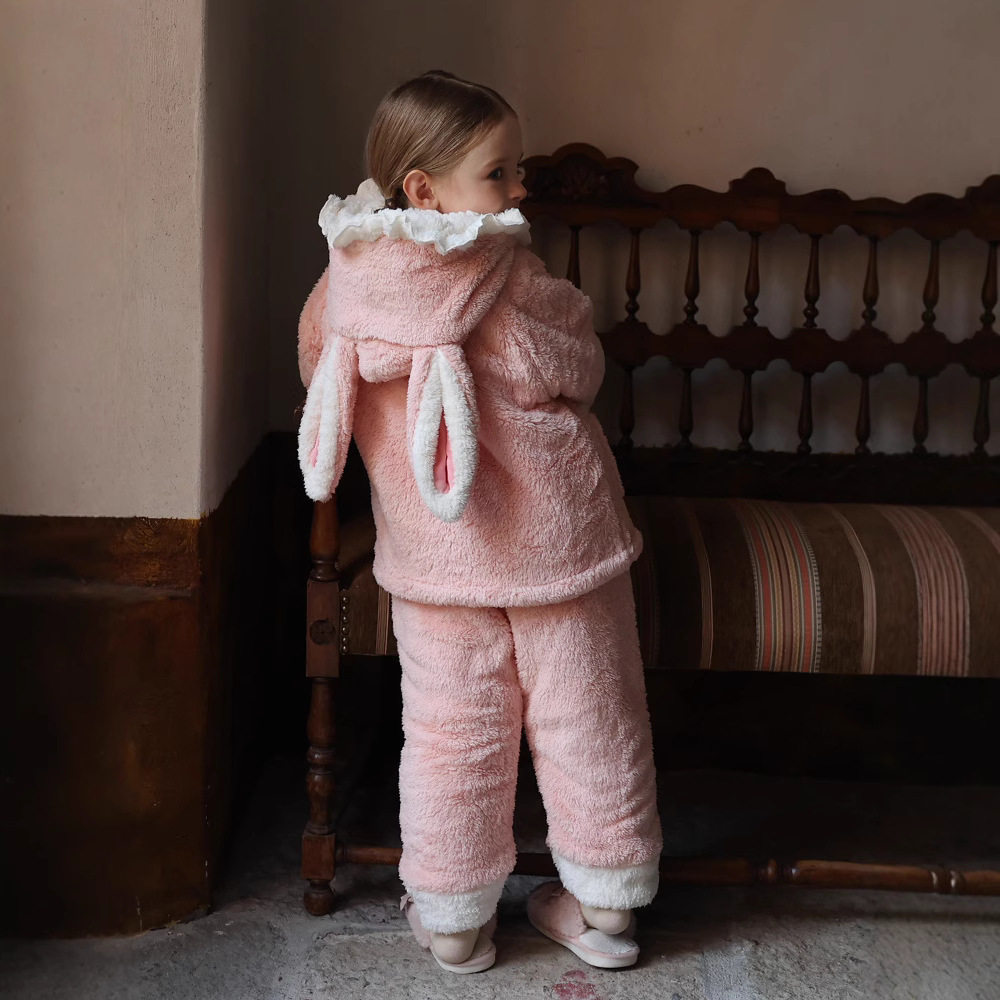 鱼飞云游冬季女童家居服保暖珊瑚绒羊羔绒卡通睡衣加绒可外穿套装,淘宝优惠券,粉丝福利购,淘宝优惠卷