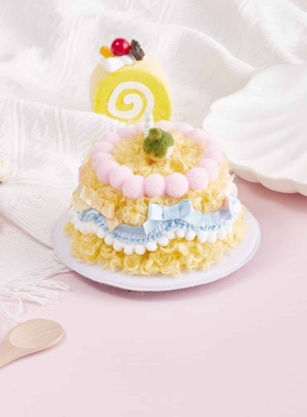 原创Lolita甜心马卡龙蛋糕帽黄粉蓝糖果色洛丽塔甜品帽可爱生日帽