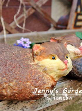 田园可爱风猫咪花盆窗台装饰摆件