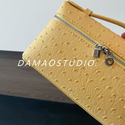 Damaostudio真皮LP19手提gigi鸵鸟纹头层牛皮饭盒包单肩斜挎女包 - 图3