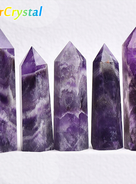 天然紫水晶柱手工抛光装饰