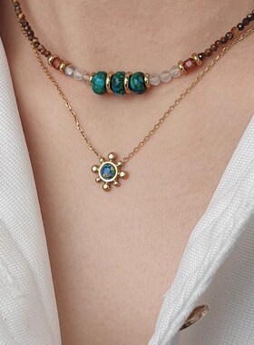 拾光集天然石串珠项链女叠戴原创双层锁骨链复古高级感轻奢