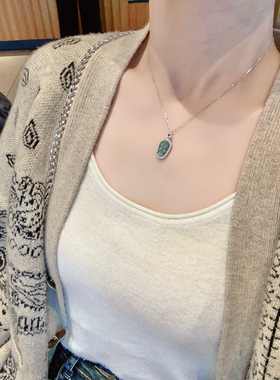 S925银翡翠叶子项链不褪色送礼盒礼袋顺丰包邮3