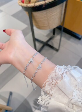 S925银纯银新款蝴蝶结手链不褪色送礼盒礼袋顺丰1不退换