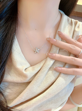 S925银项链新款雏菊花项链不褪色七夕送礼盒礼袋顺丰包邮7