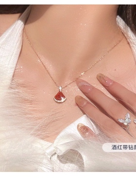 S925银双面裙子红色项链情人节礼物不褪色送礼盒礼袋顺丰5