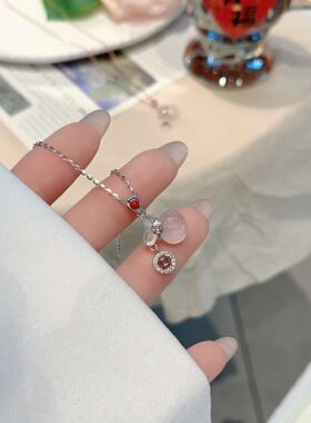 S925银纯银白玉髓福袋2.4克左右纯银项链不褪色礼盒礼袋新年顺丰3