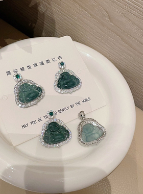 S925银新款翡翠佛公项链不褪色送礼盒礼袋包邮2