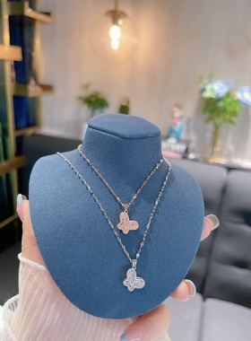 S925银满钻蝴蝶项链情人节礼物不褪色送礼盒顺丰8