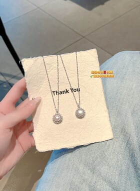 S925银纯银淡水珍珠小太阳纯银项链不褪色礼盒礼袋新年顺丰3