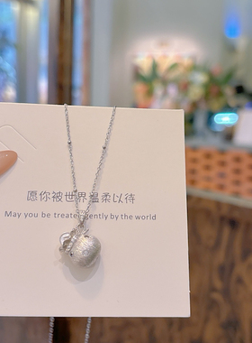 S925银新款拉丝福袋精致银项链不褪色送礼盒礼袋顺丰包邮6
