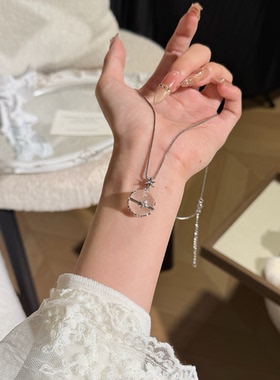 天然白水晶球项链女轻奢小众女士锁骨链2025新款爆款她屿