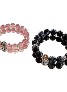 天然草莓晶蓝虎眼石情侣手链稳定感情增强自信转运手串情人节她屿