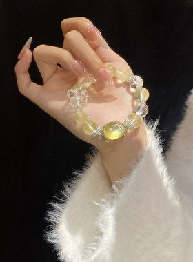 天然黄水晶手链柠檬黄手串女款时尚百搭饰品潮流国风女手串手链