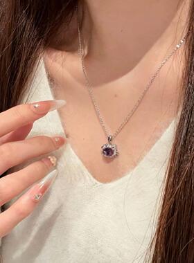 合金项链 赵露思应援色紫色项链紫水礼物不掉色爆款送女生礼物