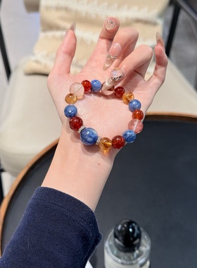 招财转运天然黄水晶手串女多宝蓝晶石红玛瑙沉香水晶手链女款礼物