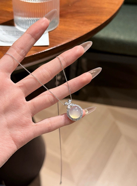 天然冰种叶子吊坠纯银镶嵌S925树叶水沫玉挂件女款金枝玉叶她屿