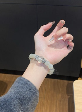 天然绿月光手链绿幽灵手串女款时尚百搭饰品潮流国风女手串她屿