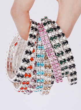 百搭水钻手链高级感手链批发镶钻满钻弹力手链4列水钻手链手镯女