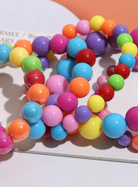 跨境糖果色亚克力儿童手链七彩圆珠卡通首饰礼品手环女孩手链