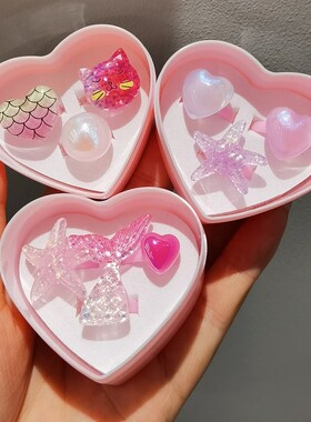 新品儿童戒指饰品批发可爱卡通小戒指套装3只装女童宝宝指环玩具