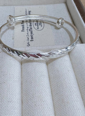 实心圆肚流星雨手镯简约圆管合金镀银手环年轻减龄款