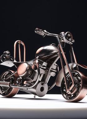 复古摩托车摆件创意家居客厅酒柜书架电视柜装饰品玄关桌面工艺品