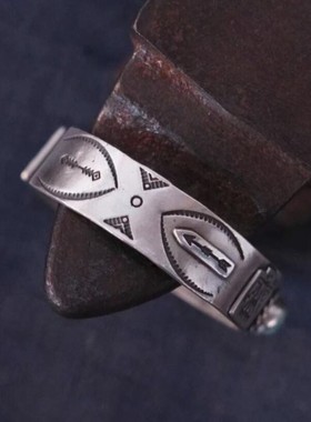 印第安纯银纳瓦霍手工雷鸟手镯