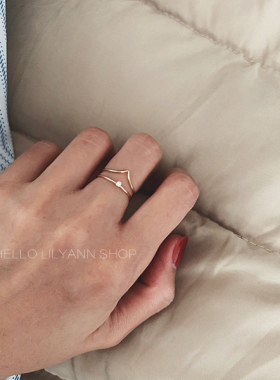 不褪色包金关节叠戴混搭风戒指