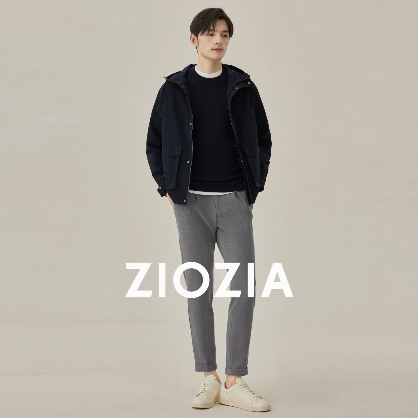 Ziozia urban fashionable cotton-feeling short trench coat