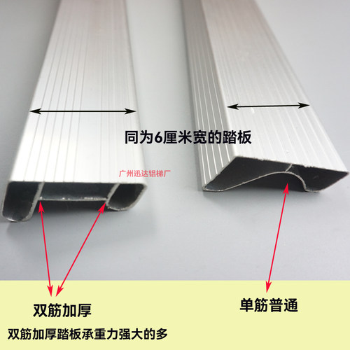 加厚铝合金人字梯脚踏配件踏板双筋双层横杆横条 - 图1