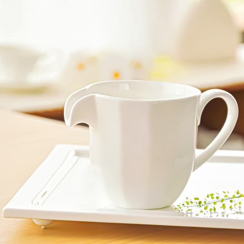 纯白骨瓷奶罐陶瓷咖啡具欧式大容量奶缸汁斗分酒器拉花奶盅倒奶壶 - 图1