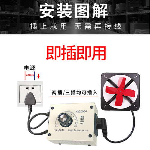 220V风机调速器排风吊扇角磨机无极变速开关电炉调温交流电机调光 - 图1