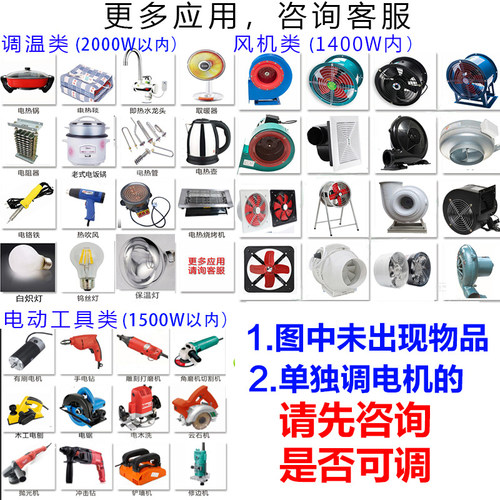 220V风机调速器排风吊扇角磨机无极变速开关电炉调温交流电机调光 - 图0