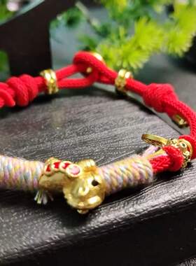 【金马纳岁】新中式古法金色盘缠马上有钱编绳手链独家订制高级感