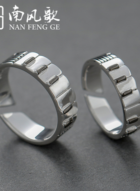 原创设计风纯银情侣学生音乐戒指