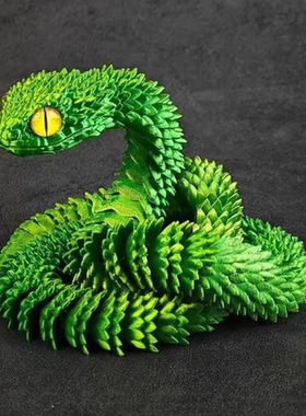 3d打印新款蝰蛇全身关节可动儿童礼物摆件白蛇打印蛇夜光玩具蛇