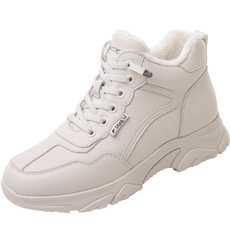 信诺真皮妈妈鞋休闲运动鞋子秋冬季新款女软底老爹鞋高帮加绒棉鞋,淘宝优惠券,粉丝福利购,淘宝优惠卷