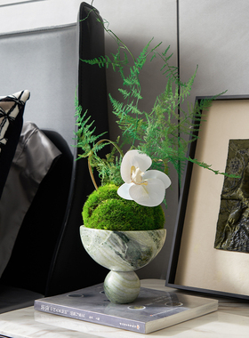 酒店样板间卧室床头柜摆件青苔藓