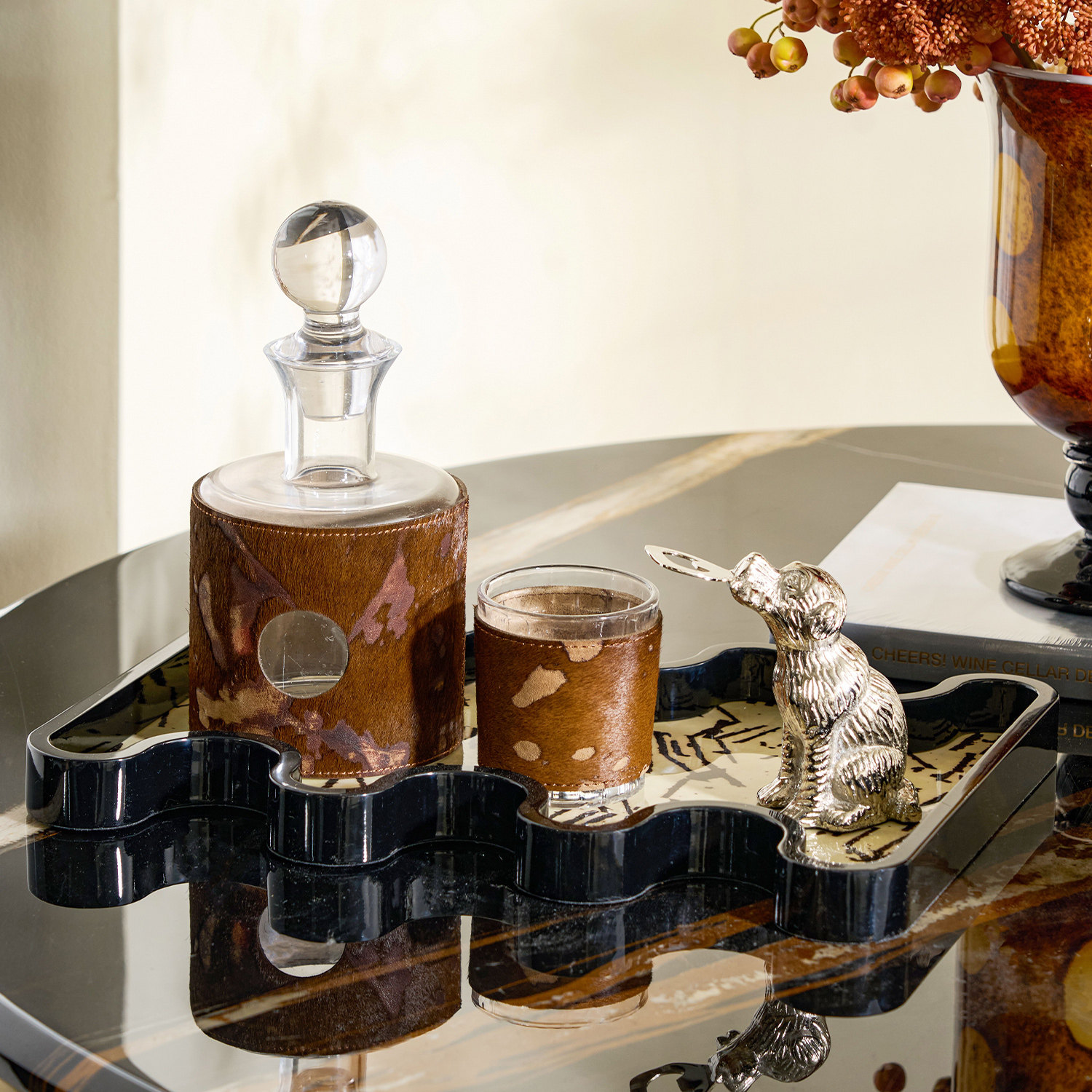 客厅餐桌氛围感摆件轻奢高定马毛酒具套装样板间酒馆会所餐厅好物,淘宝优惠券,粉丝福利购,淘宝优惠卷