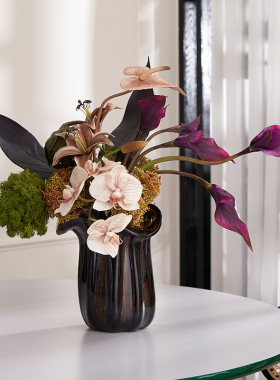卧室装饰房间布置温馨风创意轻奢风玻璃大花瓶插花仿真花束高级感