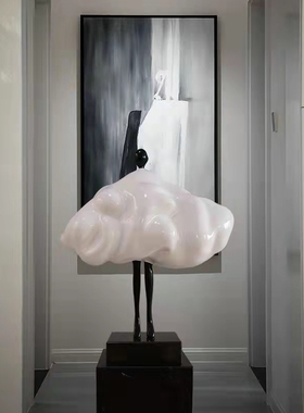 云朵落地大堂装置艺术风橱窗摆件