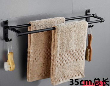 35cm免打孔45cm55cm65cm75cm95cm1m1.1m黑色毛巾架可定制孔太空铝 - 图2